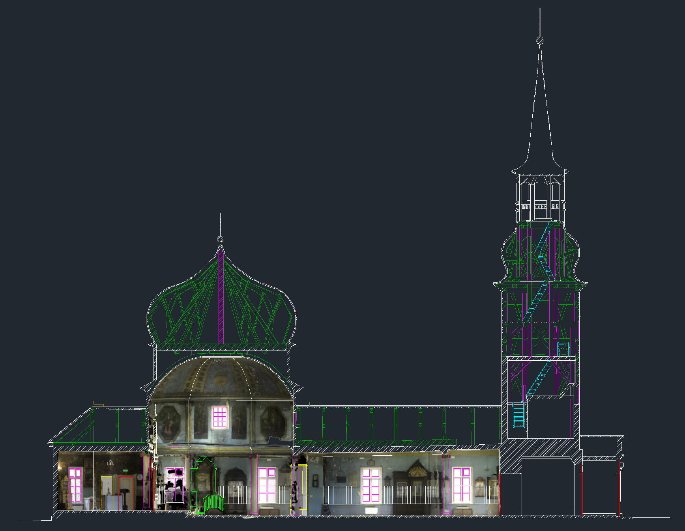 Kazan church model and orthographic photo