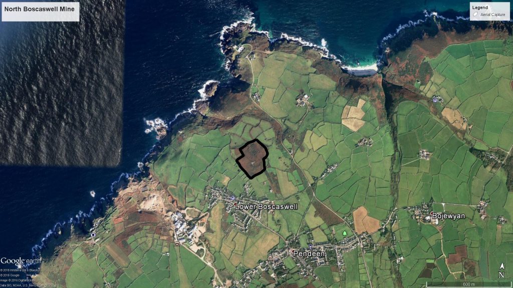 Pendeen and the surrounding area. The outline shows the area captured