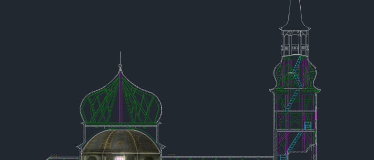 Kazan church model and orthographic photo